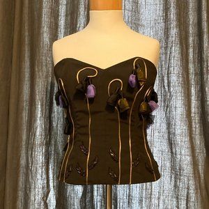 DESIGNER BUSTIER HAND MADE, UNIQUE! SIZE SIZE 6-8 BLACK